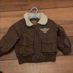 Baby leather bomber jacket!